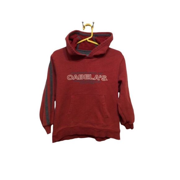 CABELAS Hooded Pullover Youth Large Rust Charcoal Grey Cotton/Polyester - Picture 1 of 3